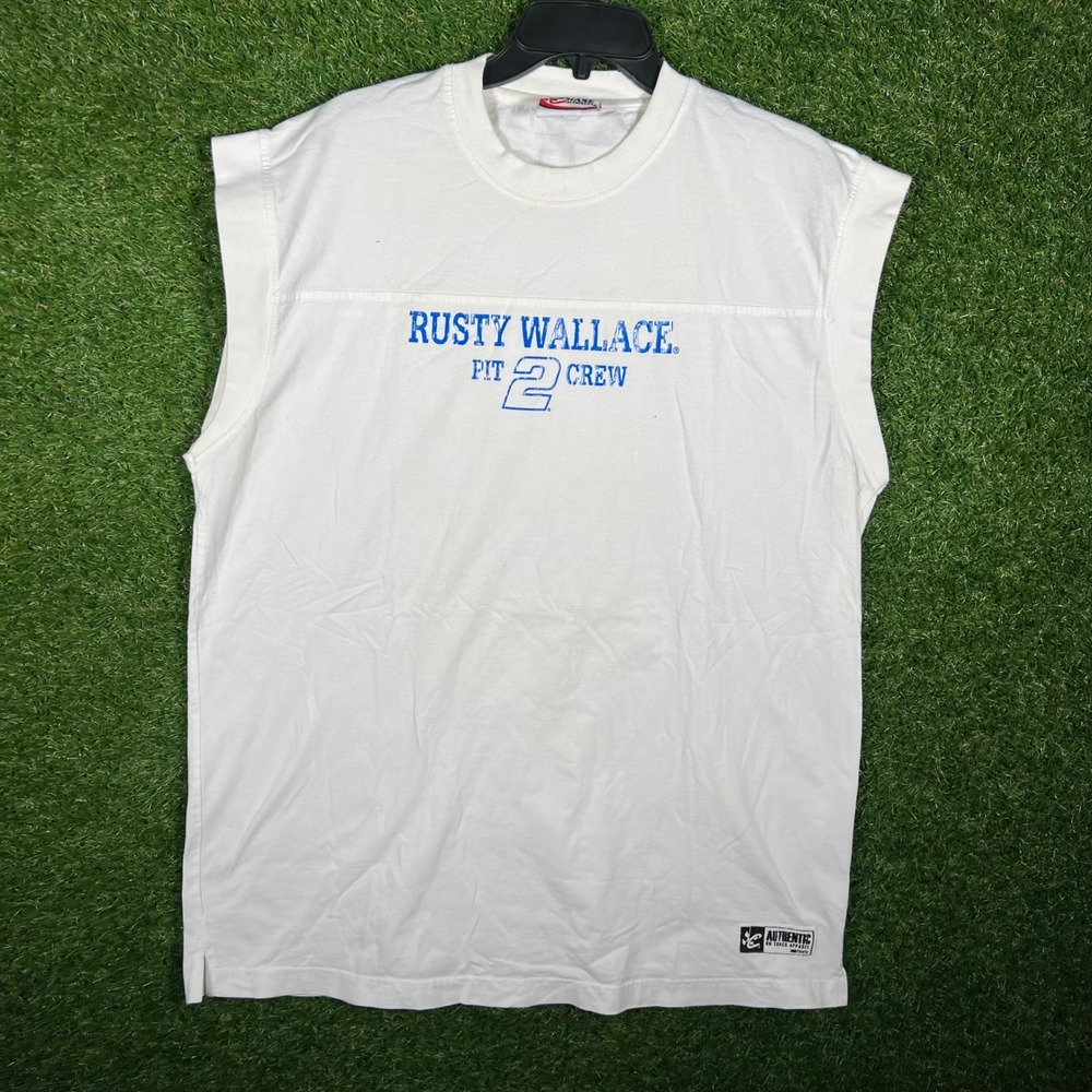 Chase Authentics Rusty Wallace Pit Crew‎ Muscle Tee White XL NASCAR Racing Shirt